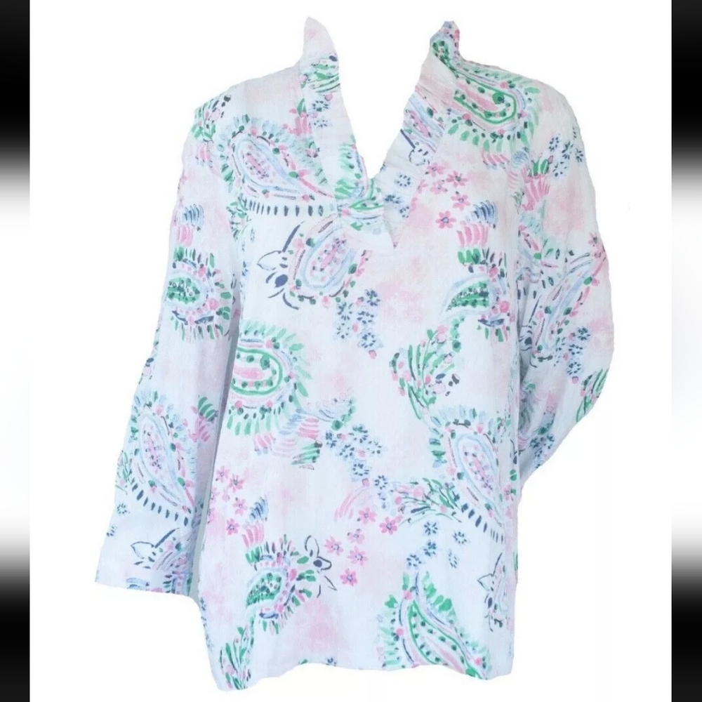 CROWN & IVY Floral Peasant Blouse Size Small